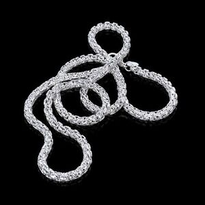 Silver Tone Round Box Popcorn Link Chain Necklace High Polish Finish